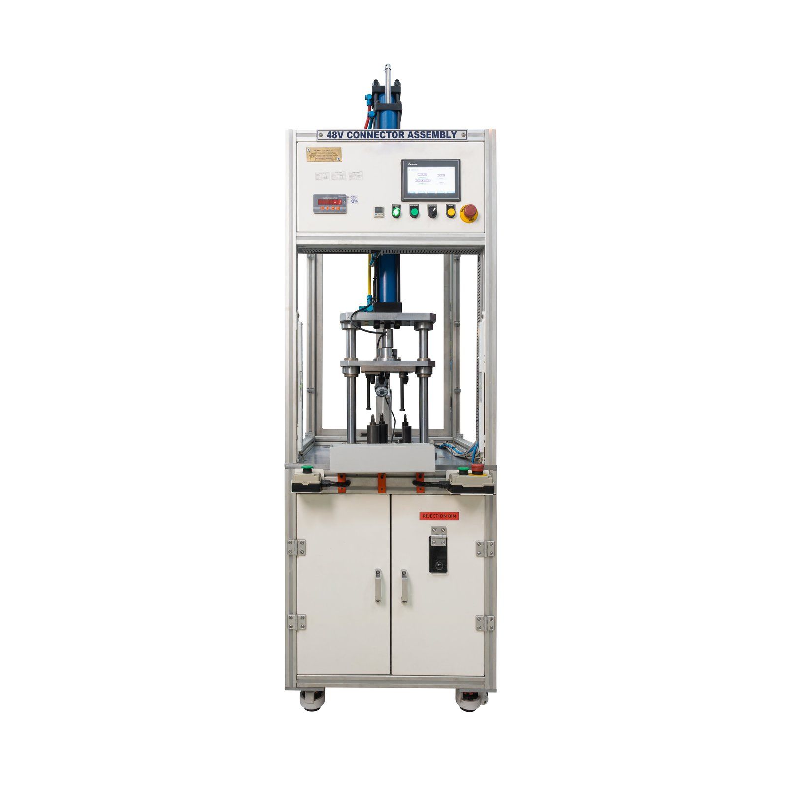 Tall white connector assembly press on castors