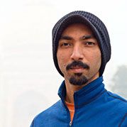 Portrait of Susheel Chandradhas at the Taj Mahal in Agra, India 2012