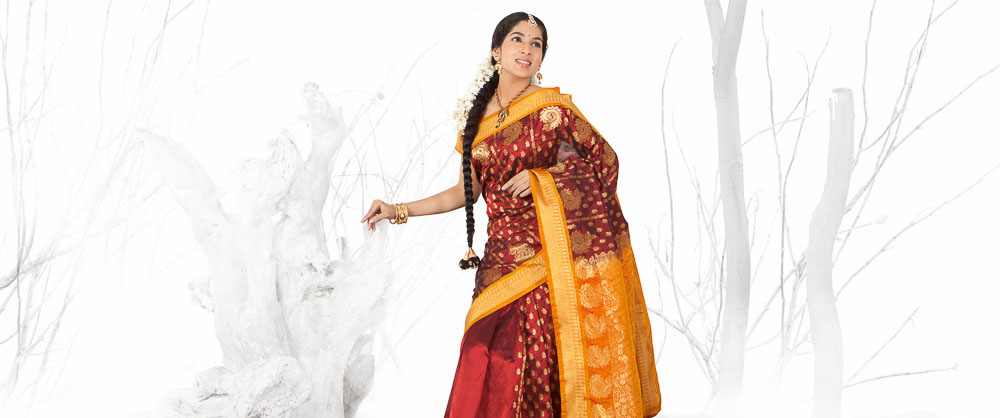 Chennai Silk Sari Photography with professional model retouching